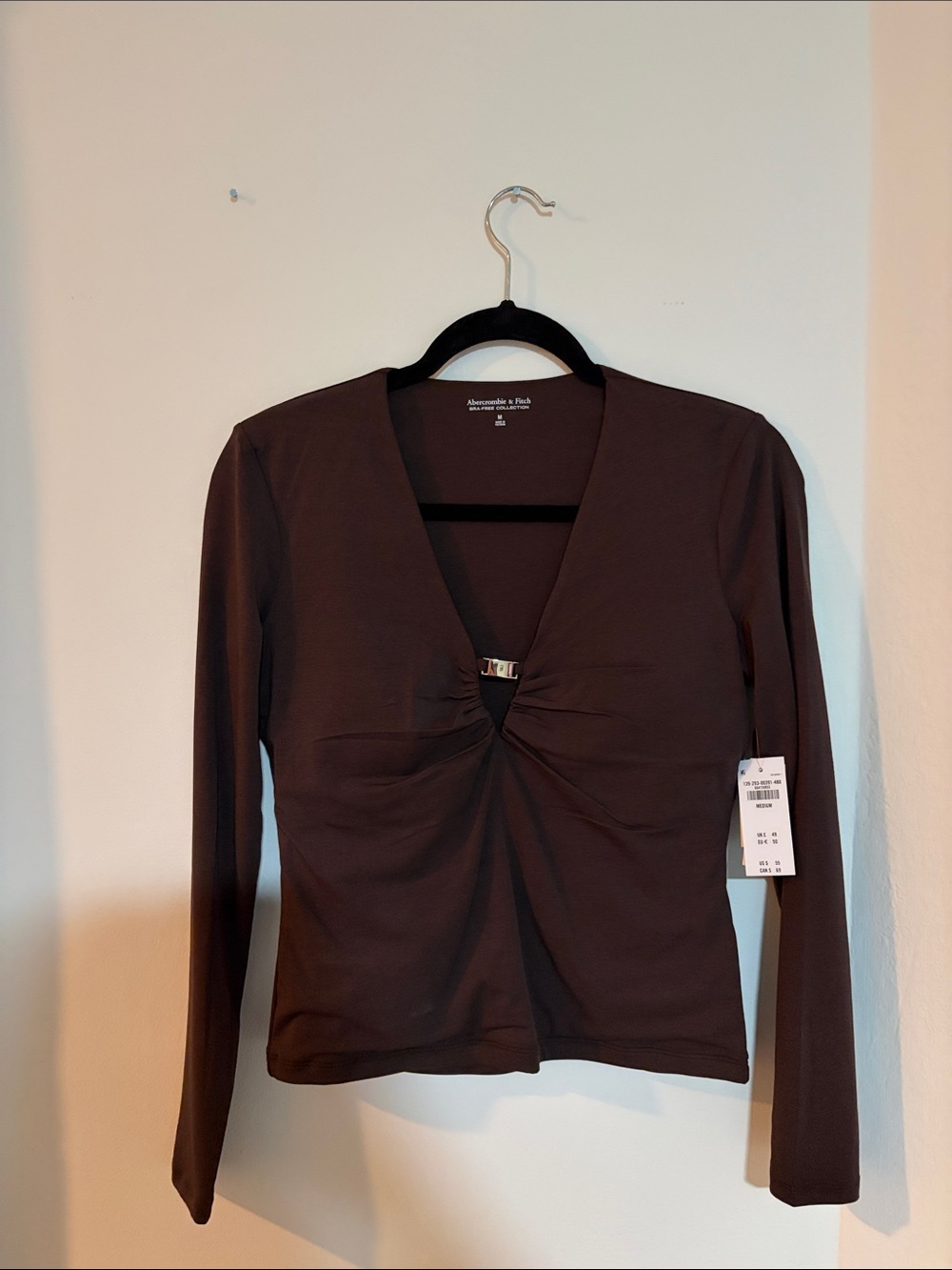 A&F Abercrombie Brown Long-Sleeve Twist Front Top